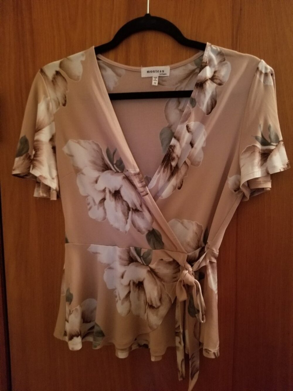 Blush Floral Flutter Top - Size M